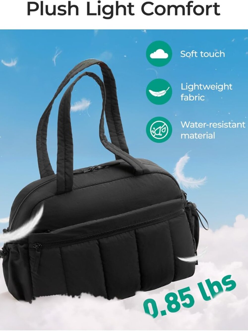 Duffle Bag for Travel, Gym Bag for Women, Weekender Carry on - Picture 4 of 9